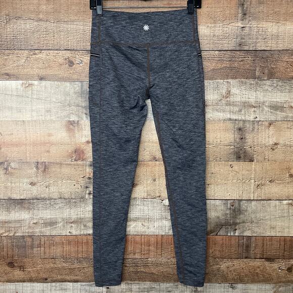 Athleta Cozy Drifter Tights Leggings Heather Gray Zipper Pockets SZ Small - Picture 5 of 9